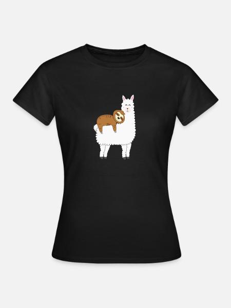 Cadeau fille et femme alpaga paresseux - T-shirt Femme - noir
