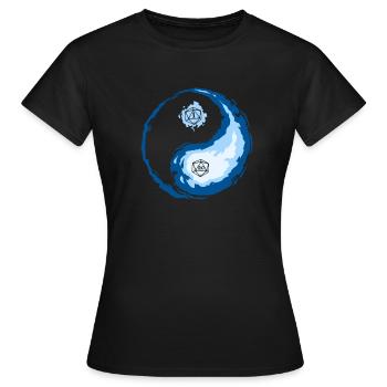 Jeux de table DM Print Dragons Yin Yang D20 - T-shirt Femme - noir - Devant - AI Model Female 172 dark (172cm)