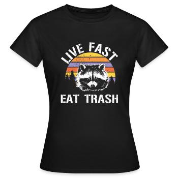 Live Fast Eat Trash Tshirt Vintage - T-shirt Femme - noir - Devant - AI Model Female 172 dark (172cm)
