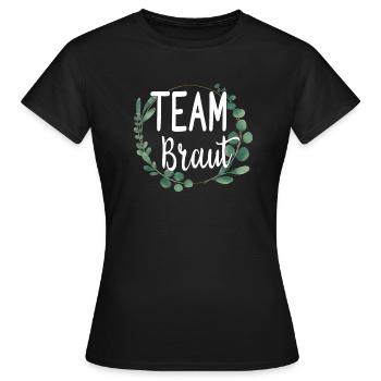 Team Braut Blumenkranz Blumen Verlobung JGA - Frauen T-Shirt - Schwarz - Vorne - AI Model Female 172 dark (172cm)