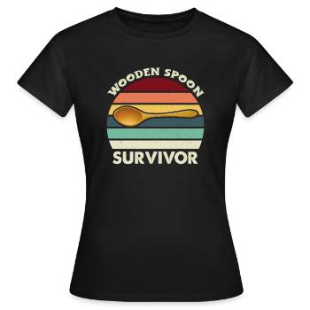 Wooden Spoon Survivor !! Wooden spoon gift - Women's T-Shirt - black - Front - AI Model Female 172 dark (172cm)