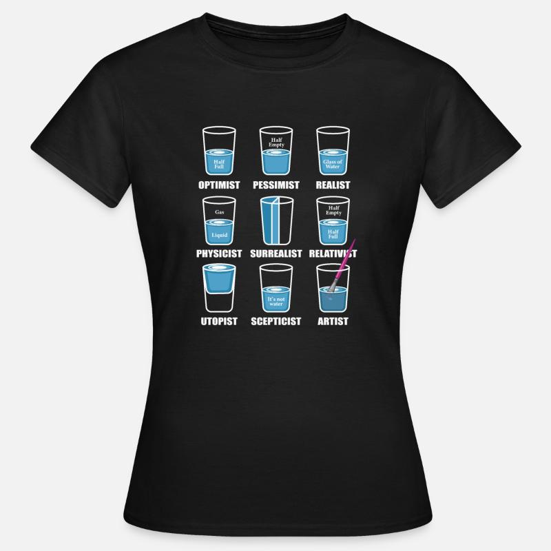 Optimist-pessimist-realist-kunstner eller psykolog - T-skjorte for kvinner - svart