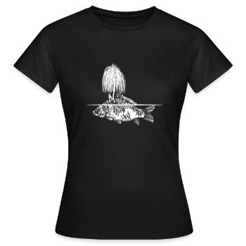 Pêcheur carpe île arbre nature forêt amour île - T-shirt Femme - noir - Devant - AI Model Female 172 dark (172cm)