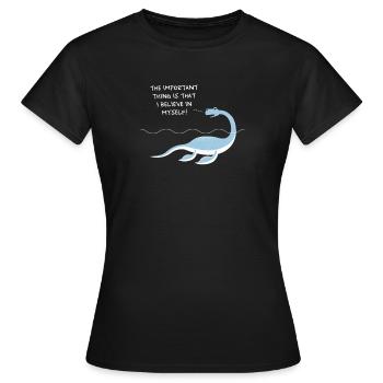 Nessie Loch Ness Monster - glaube an mich - Frauen T-Shirt - Schwarz - Vorne - AI Model Female 172 dark (172cm)