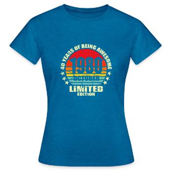 40 Years Of Being Awesome October 1980 Großvater o - Frauen T-Shirt - Antikblaues Saphir meliert - Vorne - AI Model Female 172 dark (172cm)