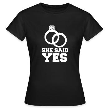 Conception de mariage de fiançailles - T-shirt Femme - noir - Devant - AI Model Female 172 dark (172cm)