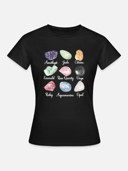 Crystal Lover Amethyst Citrine Rose Quartz Emerald - Frauen T-Shirt - Schwarz