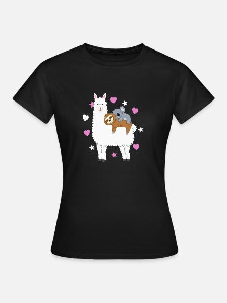 Douce Alpaga Lama Koala Paresseux Cadeau Femmes - T-shirt Femme - noir