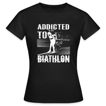 Le biathlon accro au biathlon - T-shirt Femme - noir - Devant - AI Model Female 172 dark (172cm)