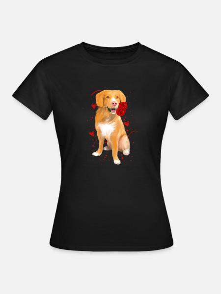 Nova Scotia Duck Tolling Retriever mit Rose - Dame-T-shirt - sort