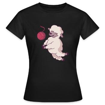 Volleyball Schaf Lustig Humor Baggern Pritschen - Frauen T-Shirt - Schwarz - Vorne - AI Model Female 172 dark (172cm)