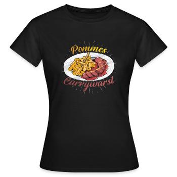 Pommes Currywurst - Frauen T-Shirt - Schwarz - Vorne - AI Model Female 172 dark (172cm)