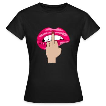 mittelfinger kussmund pink - Frauen T-Shirt - Schwarz - Vorne - AI Model Female 172 dark (172cm)