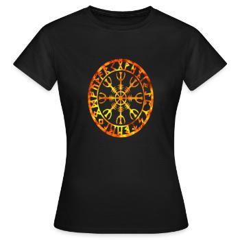 Wikinger Symbol Feuer Flammen Nordische Wikinger Geschenk - Frauen T-Shirt - Schwarz - Vorne - AI Model Female 172 dark (172cm)