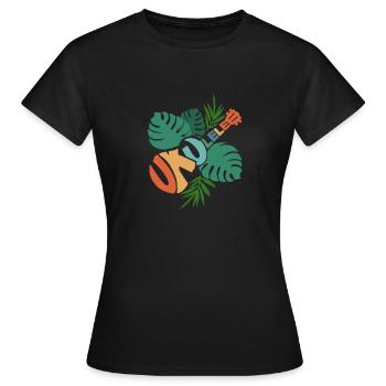 Ukulélé Hawaii Tropical Music Gift Design Ukulélé - T-shirt Femme - noir - Devant - AI Model Female 172 dark (172cm)