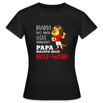 Rot-Weiß Fußball Verein Löwe Geschenk Rot Weiss - Frauen T-Shirt - Schwarz - Vorne - AI Model Female 172 dark (172cm)