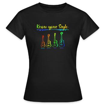 Ukulele sizes - Women's T-Shirt - black - Front - AI Model Female 172 dark (172cm)