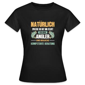 Sport Fishing Dad Fisherman Angling Fishery Reel - Women's T-Shirt - black - Front - AI Model Female 172 dark (172cm)