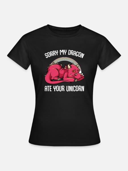 My Dragon Ate Your Unicorn Dragon Unicorn-cadeau - Dame-T-shirt - sort
