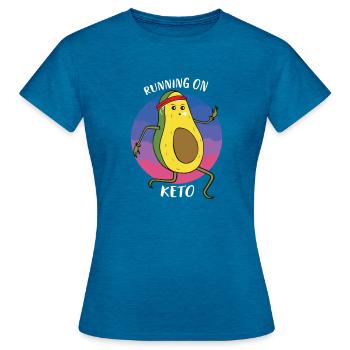Keto Diet Avocado Cartoon Art - T-shirt Femme - bleu saphir antique chiné - Devant - AI Model Female 172 dark (172cm)