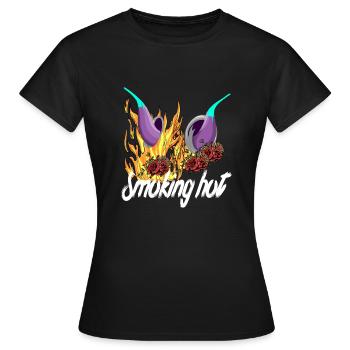 Flammen Teufel Rauchfrei heiss und rocking bunt - Frauen T-Shirt - Schwarz - Vorne - AI Model Female 172 dark (172cm)