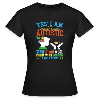 Oui, je suis autiste - T-shirt Femme - noir - Devant - AI Model Female 172 dark (172cm)