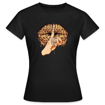 Fermez le cadeau de lèvres sexy Fuck Up Lips Mouth - T-shirt Femme - noir - Devant - AI Model Female 172 dark (172cm)