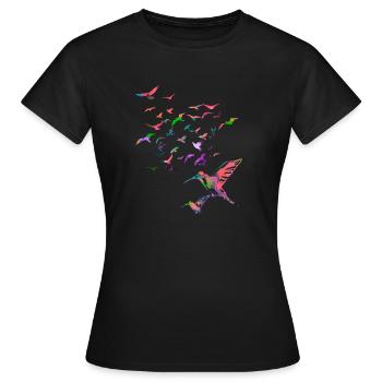 oiseaux, colibri, essaim, graffiti, illustration, oiseau - T-shirt Femme - noir - Devant - AI Model Female 172 dark (172cm)