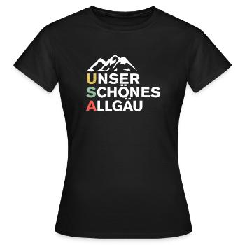 Unser Schönes Allgäu USA Alpen Wandern Natur Berge - Frauen T-Shirt - Schwarz - Vorne - AI Model Female 172 dark (172cm)