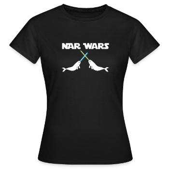 Nar Wars Narwhal Star Parody Animals Gift - Women's T-Shirt - black - Front - AI Model Female 172 dark (172cm)