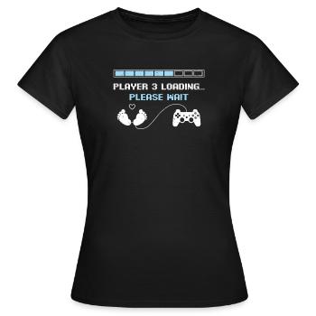 Spieler 3 Laden Funny Gaming Pregnancy Announceme - Frauen T-Shirt - Schwarz - Vorne - AI Model Female 172 dark (172cm)