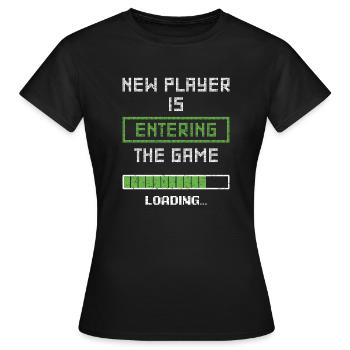 Une nouvelle joueuse entre dans le jeu Gamer Pregnancy An - T-shirt Femme - noir - Devant - AI Model Female 172 dark (172cm)