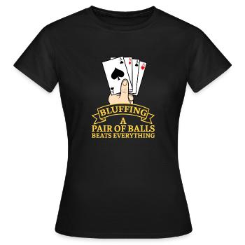 Poker Casino Pokern Kartenspiel Geschenkidee Ass P - Frauen T-Shirt - Schwarz - Vorne - AI Model Female 172 dark (172cm)