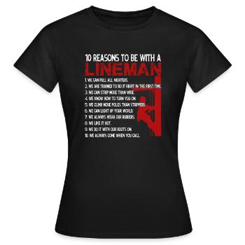 Lineman 10 Reasons To Be With Lineman - Women's T-Shirt - black - Front - AI Model Female 172 dark (172cm)