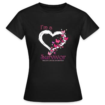 Brest Cancer Survivor Gift Support Breast Cancer - Women's T-Shirt - black - Front - AI Model Female 172 dark (172cm)