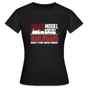 Modelleisenbahn Ich erstelle Modelleisenbahnen - Frauen T-Shirt - Schwarz - Vorne - AI Model Female 172 dark (172cm)