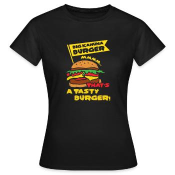 Big Kahuna Burger Mmmm ... C'est un hamburger savoureux! P - T-shirt Femme - noir - Devant - AI Model Female 172 dark (172cm)