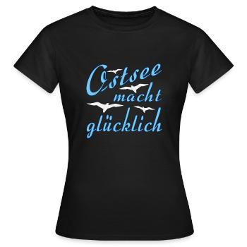 Moeven Ostsee macht gluecklich - Frauen T-Shirt - Schwarz - Vorne - AI Model Female 172 dark (172cm)