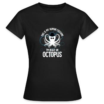Oktopus Kraken Kostüm für Meeresbiologen - Frauen T-Shirt - Schwarz - Vorne - AI Model Female 172 dark (172cm)