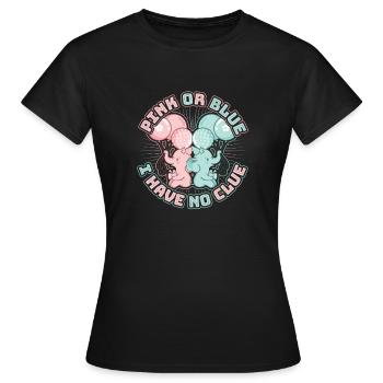 Pink or Blue I Have No Clue Cute Gender Reveal Ele - Women's T-Shirt - black - Front - AI Model Female 172 dark (172cm)