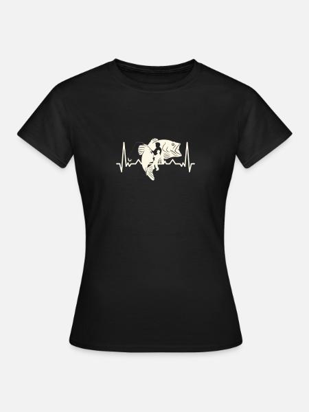 Angeln Herzschlag Angler - Frauen T-Shirt - Schwarz