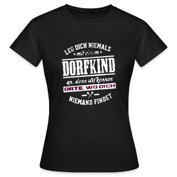 Dorfkind Dorfkinder Dorf Dörfer Dorfkind - Frauen T-Shirt - Schwarz - Vorne - AI Model Female 172 dark (172cm)