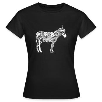 Motif floral âne âne - T-shirt Femme - noir - Devant - AI Model Female 172 dark (172cm)