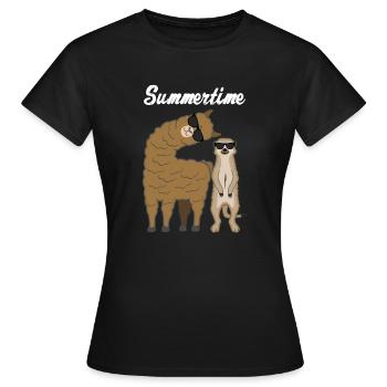 Été été lama suricate cadeau vacances - T-shirt Femme - noir - Devant - AI Model Female 172 dark (172cm)
