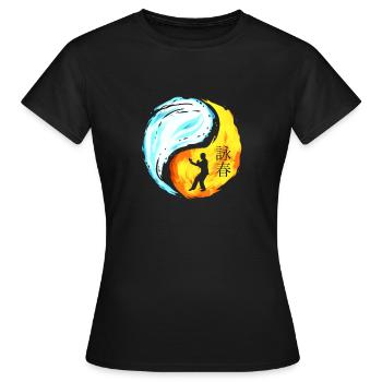 Combat de Wing Chun Ying Yang Fighter - T-shirt Femme - noir - Devant - AI Model Female 172 dark (172cm)