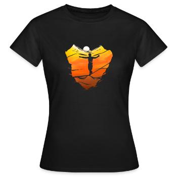 Slackline slacken Slacklining Seiltanzen Sunset - Frauen T-Shirt - Schwarz - Vorne - AI Model Female 172 dark (172cm)