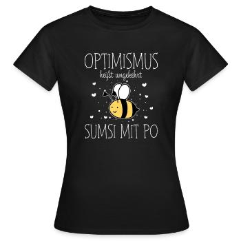 Optimismus Sumsi mit Po Imker Bienen Honig - Frauen T-Shirt - Schwarz - Vorne - AI Model Female 172 dark (172cm)
