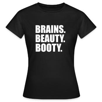Brains Beauty Booty Slim Thick Curvy Curves Smart - Women's T-Shirt - black - Front - AI Model Female 172 dark (172cm)