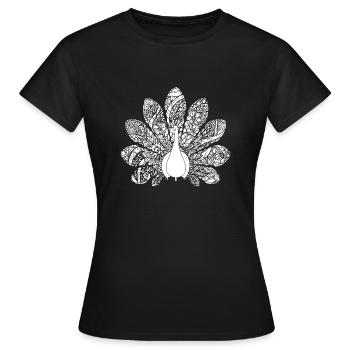 Pfau Pfau Blumenmuster - Frauen T-Shirt - Schwarz - Vorne - AI Model Female 172 dark (172cm)
