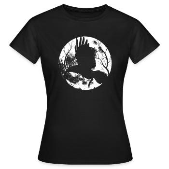 Dark Raven Silhouette Geschenkdesign für Crow Raven - Frauen T-Shirt - Schwarz - Vorne - AI Model Female 172 dark (172cm)